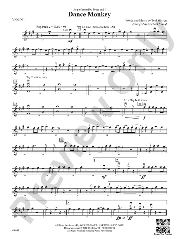 Dance Monkey VIOLIN Sheet music for Violin (Solo)