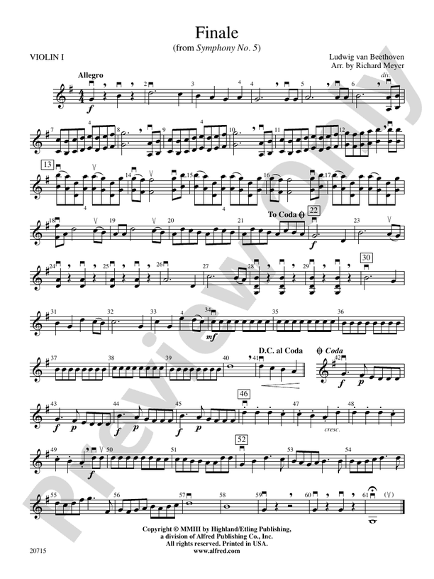 Finale (from Symphony No. 5): 1st Violin