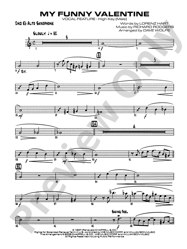 My Funny Valentine: 2nd E-flat Alto Saxophone