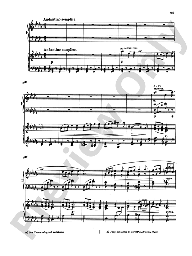 Tchaikovsky: Piano No. 1 in B flat Op. 23: Andantino semplice Part - Digital Sheet Music Download
