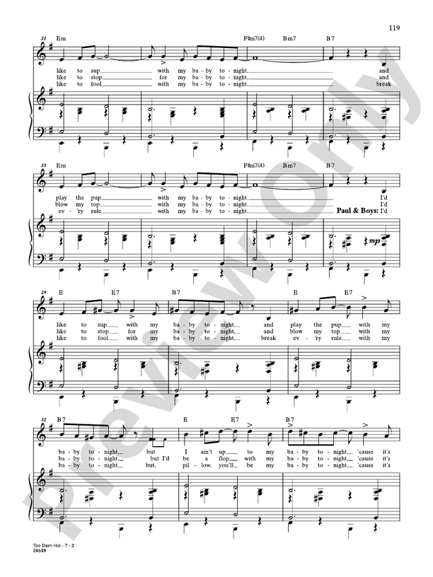 Too Darn Hot From Kiss Me Kate Voice Cole Porter Digital Sheet Music Download 1296