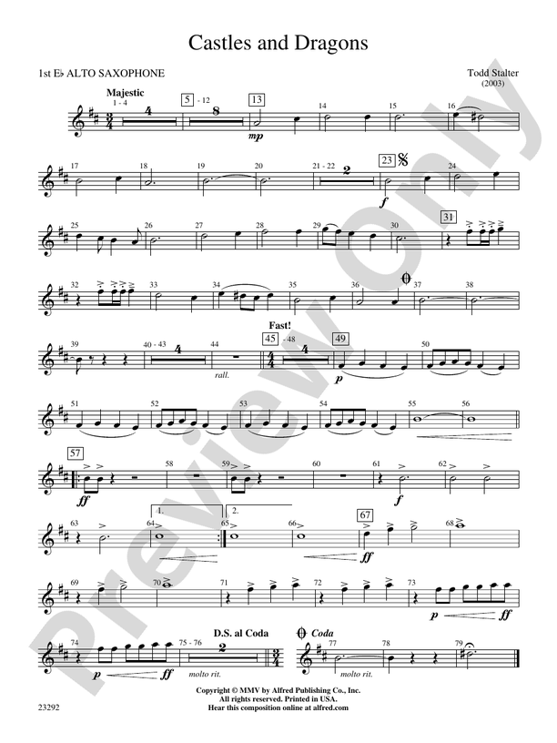 Castles and Dragons: E-flat Alto Saxophone: E-flat Alto Saxophone Part ...