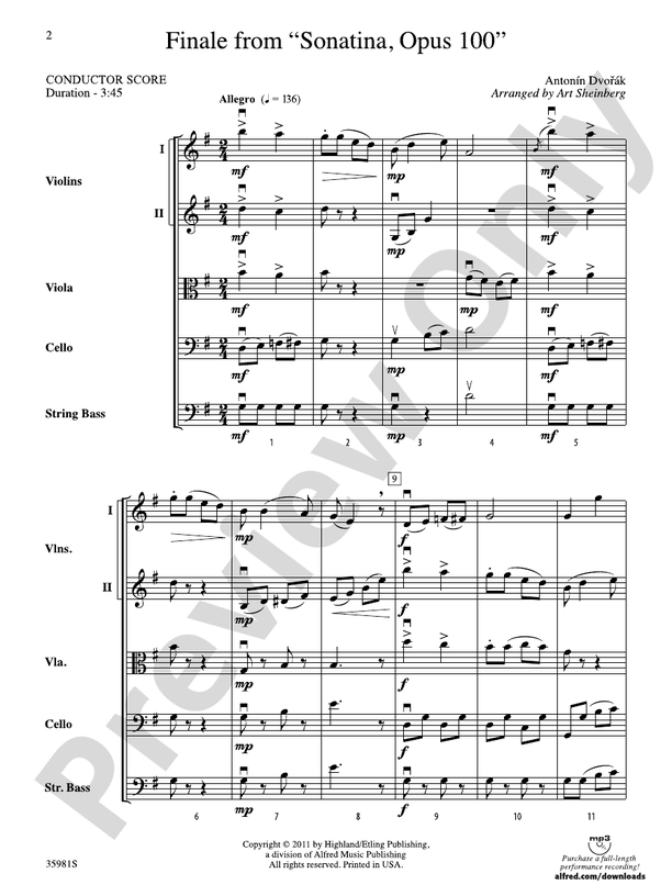 Finale from "Sonatina, Op. 100": Score