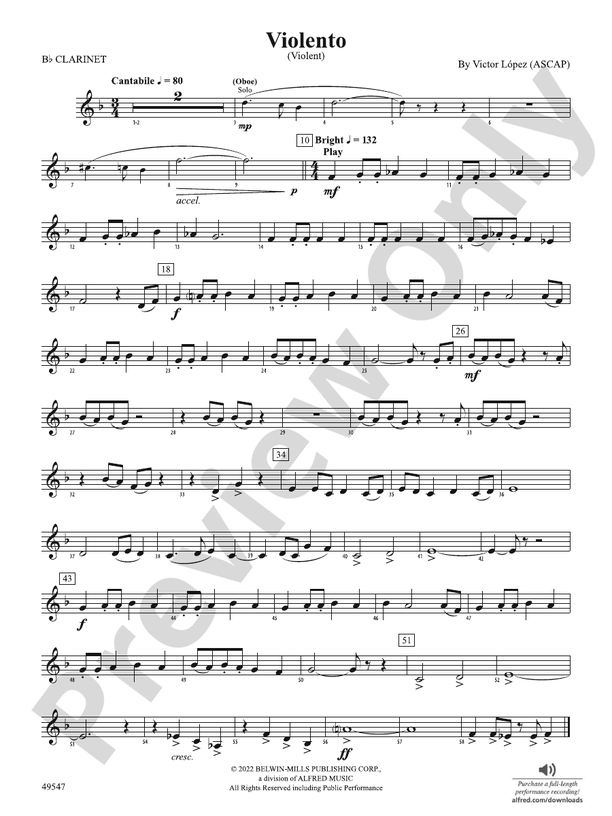 Violento: 1st B-flat Clarinet
