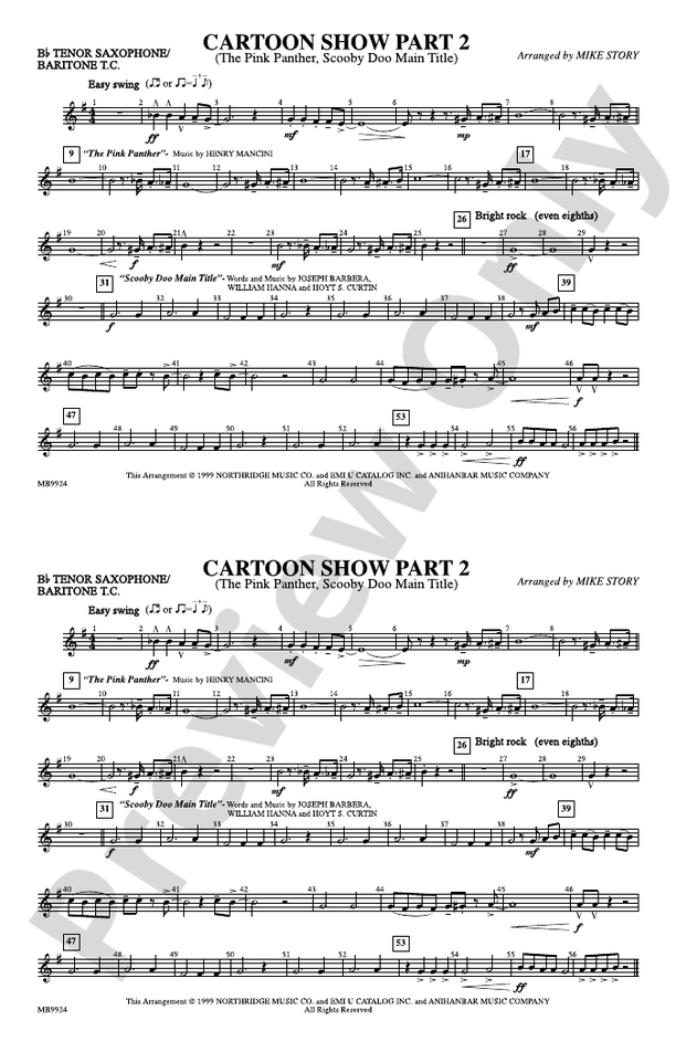 Cartoon Show, Part 2 Bb Tenor Saxophone/Bartione Treble Clef Bb Tenor