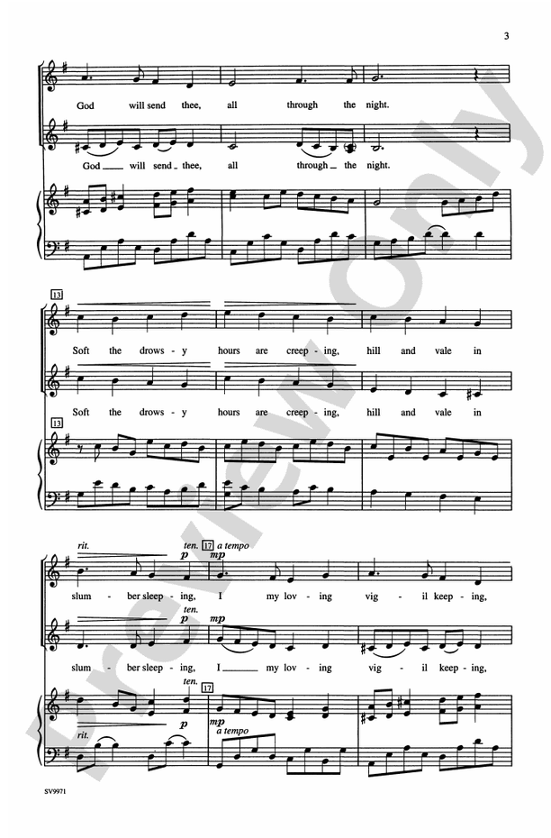 All Through the Night 2Part Choral Octavo Digital Sheet Music Download
