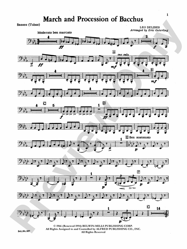 March and Procession of Bacchus Tuba Tuba Part Digital Sheet Music