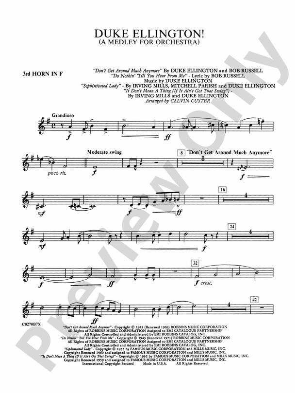 Duke Ellington 3rd F Horn 3rd F Horn Part Digital