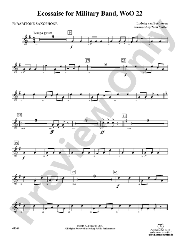 Ecossaise for Military Band, WoO 22: E-flat Baritone Saxophone