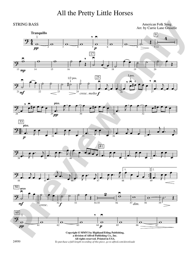 All the Pretty Little Horses String Bass String Bass Part Digital