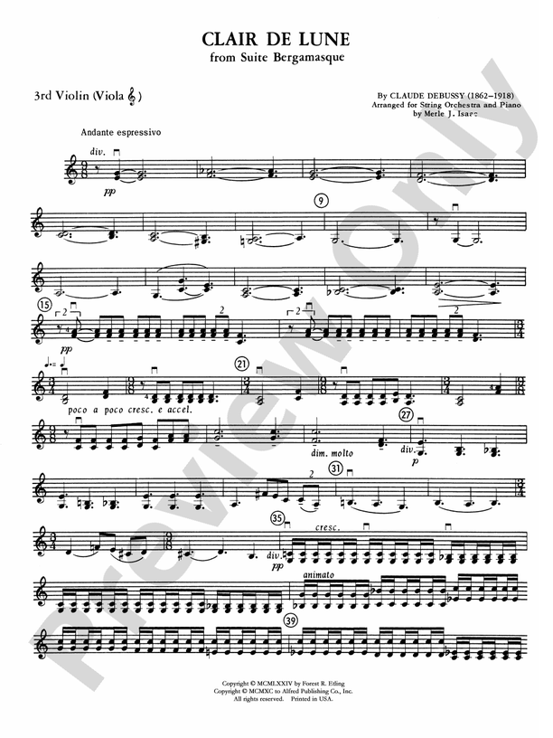 ミュージシャン CLAIR DE LUNE Clair De Lune by Claude Debussy adapted by Justin McConchie