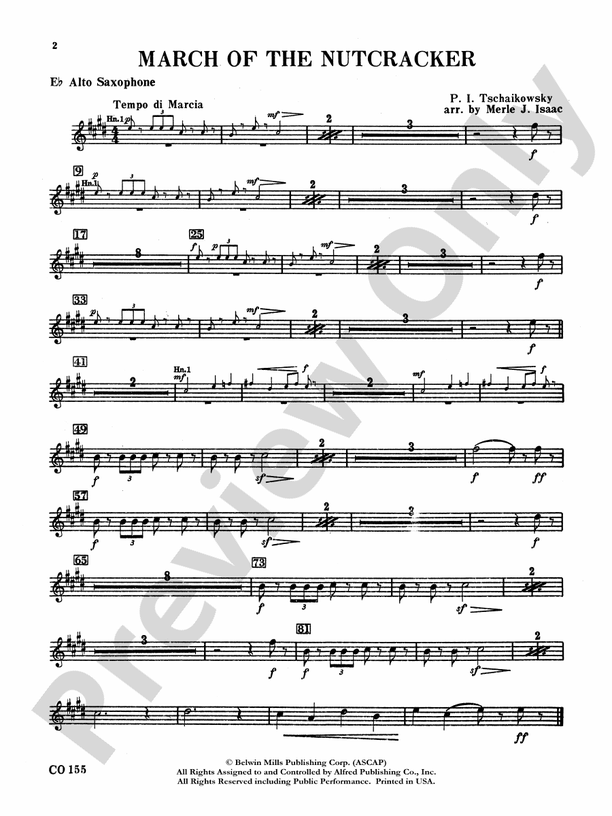 Nutcracker Ballet, Set II ("March of the Nutcracker" and "Trepak") Eflat Alto Saxophone E