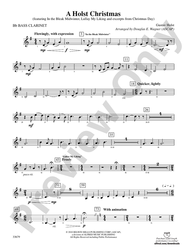 A Holst Christmas B Flat Bass Clarinet B Flat Bass Clarinet Part