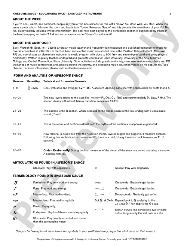 Awesome Sauce: Bass Clef Educational Pack