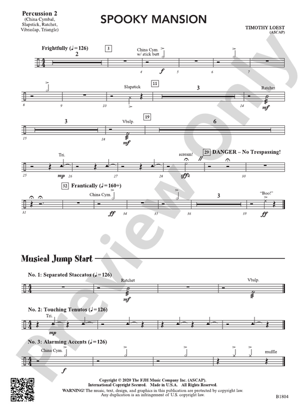 Spooky Mansion: Percussion 2: Percussion 2 Part: Timothy Loest ...
