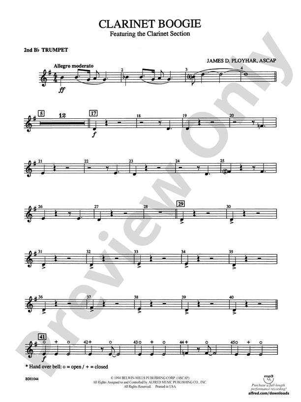 Clarinet Boogie: 2nd B-flat Trumpet