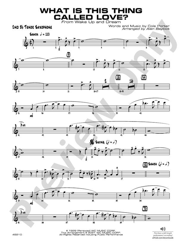 What Is This Thing Called Love?: 2nd B-flat Tenor Saxophone