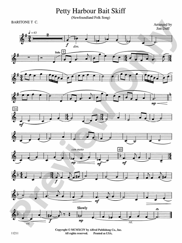 Petty Harbour Bait Skiff Baritone T.C. Baritone T.C. Part Digital