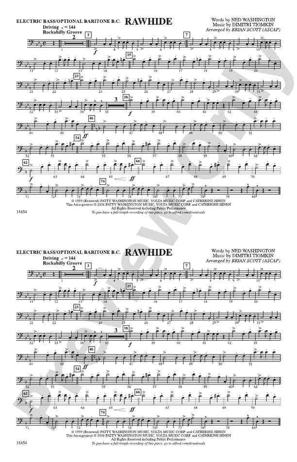 Rawhide Electric Bass Electric Bass Part Digital Sheet Music Download