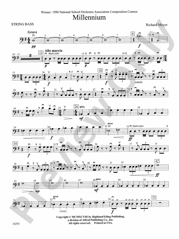 Millennium String Bass String Bass Part Digital Sheet Music Download