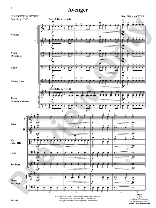 Avenger Score String Orchestra Score Digital Sheet Music Download