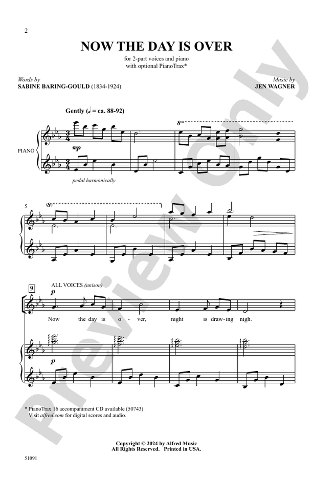 Now the Day Is Over: 2-Part Choral Octavo: Jen Wagner - Digital Sheet ...