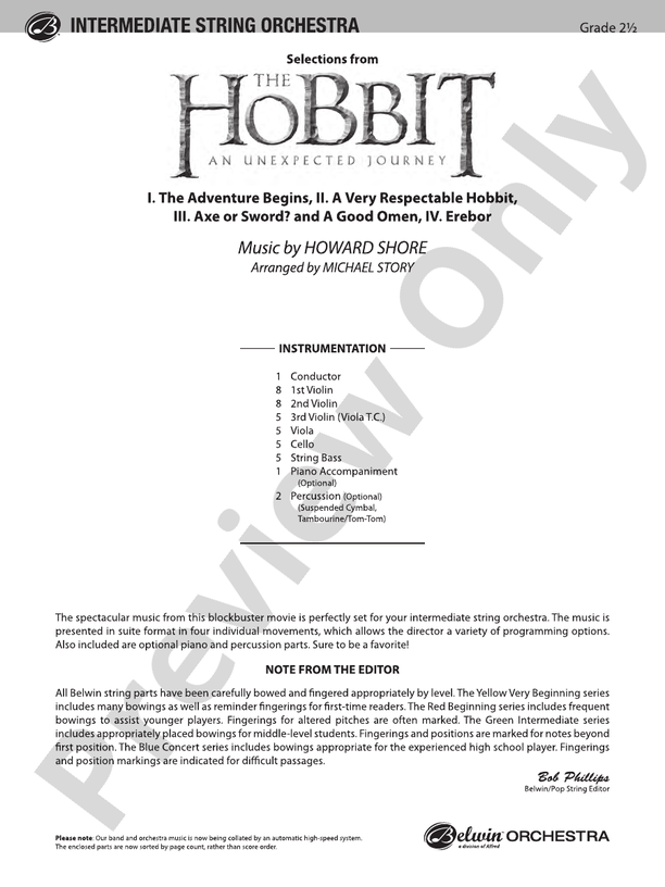 The Hobbit: An Unexpected Journey, Selections from
