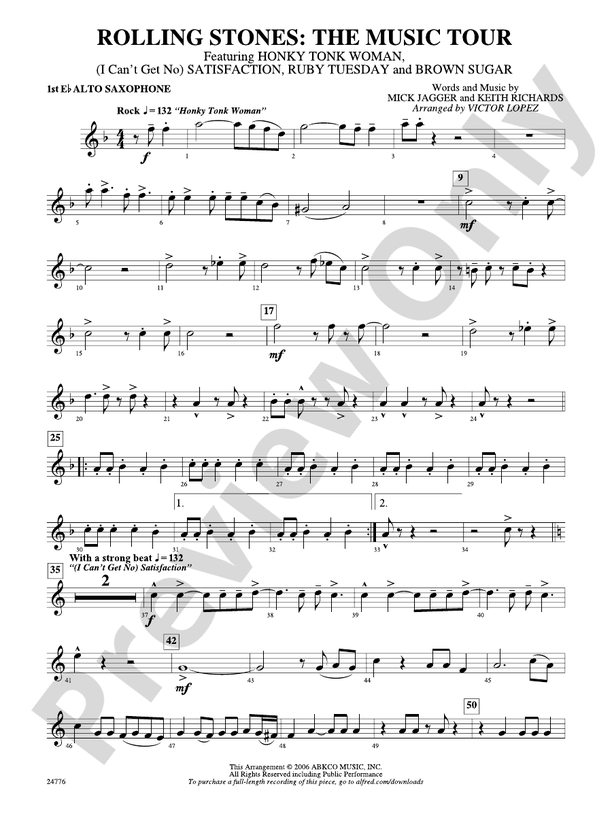 Rolling Stones The Music Tour Eflat Alto Saxophone Eflat Alto