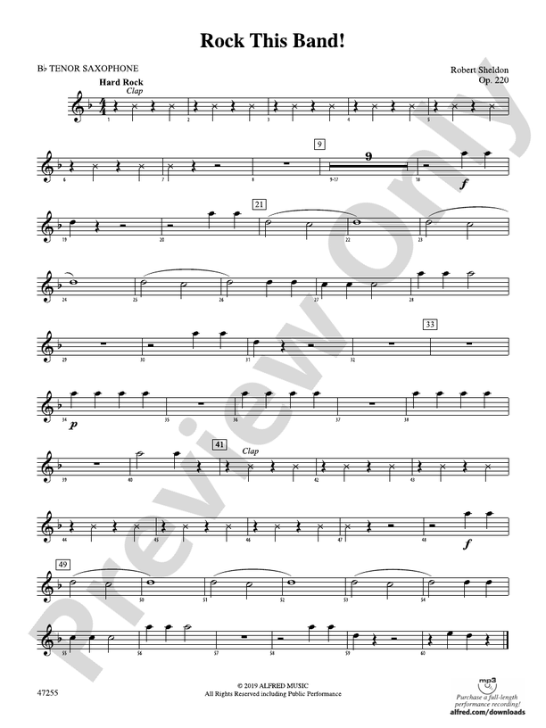 Rock This Band! Bflat Tenor Saxophone Bflat Tenor Saxophone Part