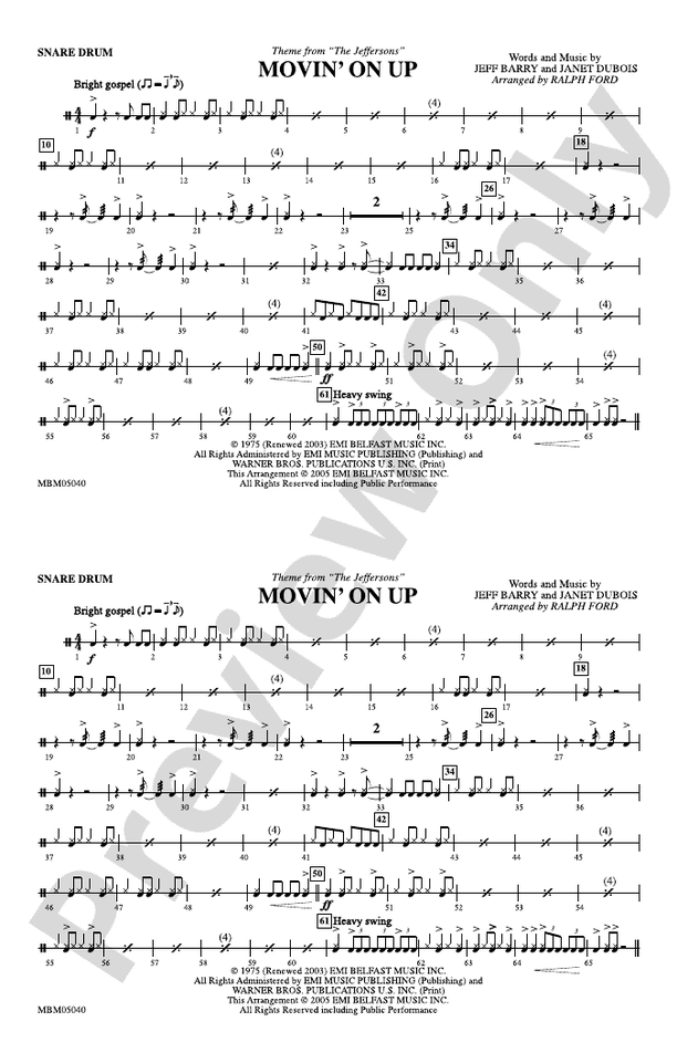 Movin On Up Theme From The Jeffersons Snare Drum Snare Drum Part movin-on-up-theme-from-the-jeffersons-snare-drum-snare-drum-part
