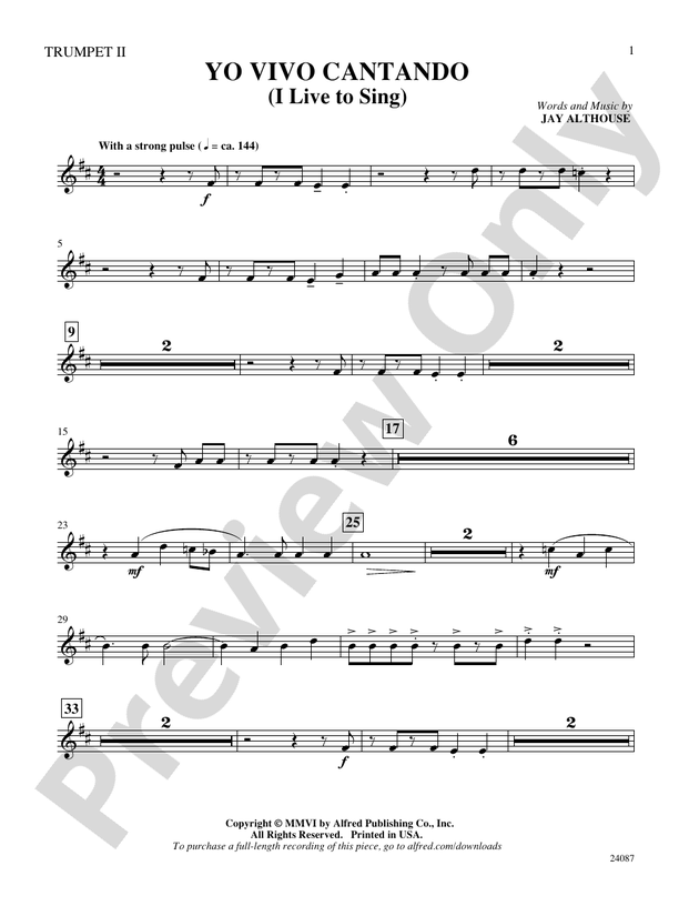 Yo Vivo Cantando (I Live to Sing): 2nd B-flat Trumpet
