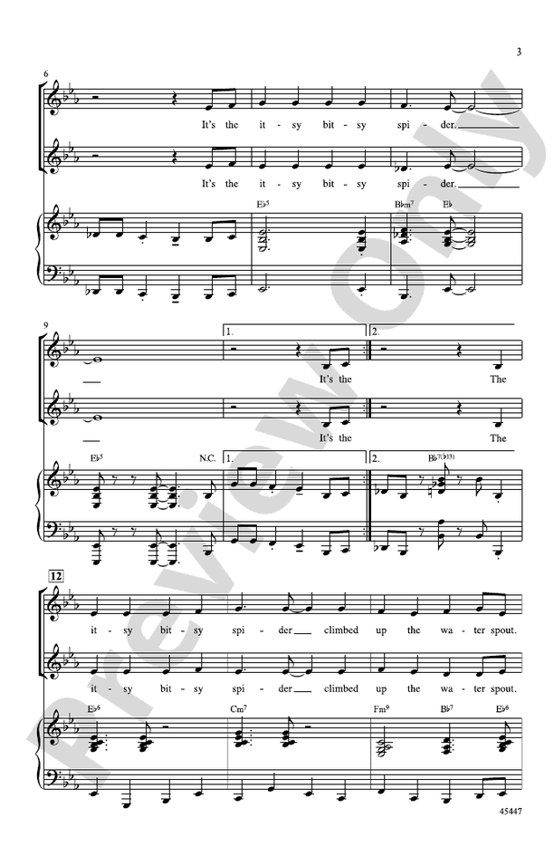 Itsy Bitsy Spider Sheet Music With Chords And Lyrics