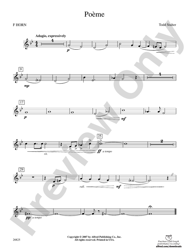 Poeme 1st F Horn 1st F Horn Part Digital Sheet Music Download 