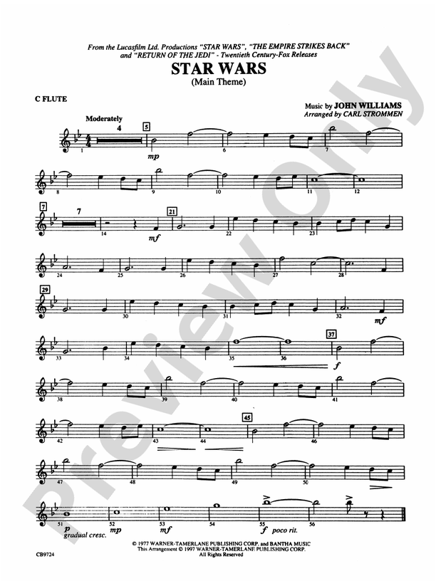 Star Wars® Main Theme: Flute: Flute Part - Digital Sheet Music Download