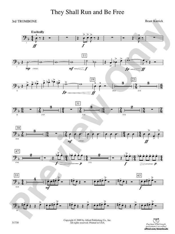 They Shall Run and Be Free 3rd Trombone 3rd Trombone Part Digital