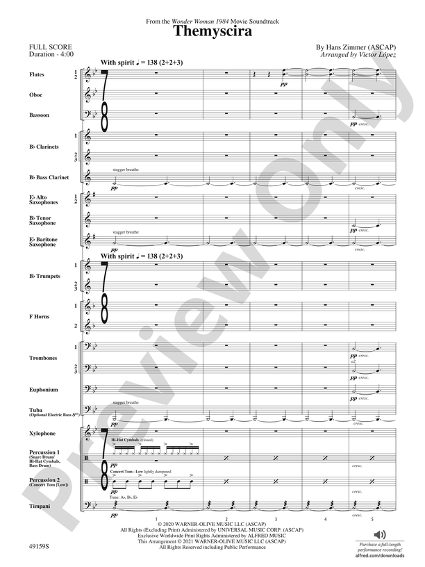 Themyscira Score Concert Band Score Digital Sheet Music Download 