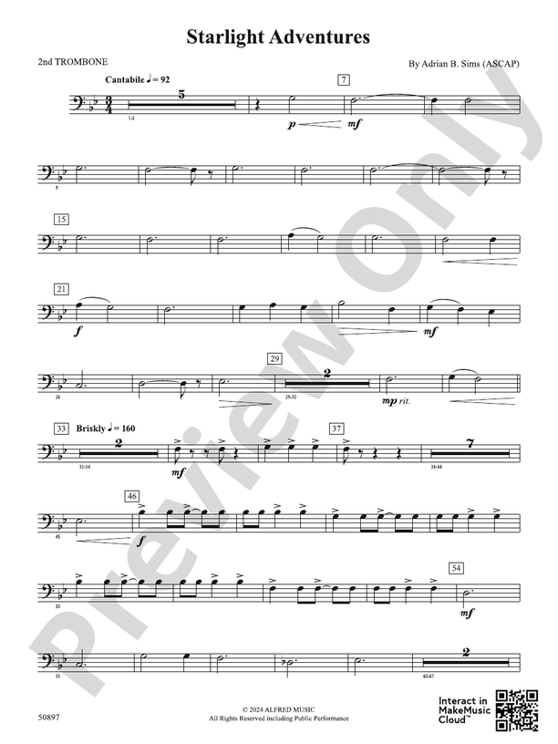 Starlight Adventures: 2nd Trombone: 2nd Trombone Part - Digital Sheet ...