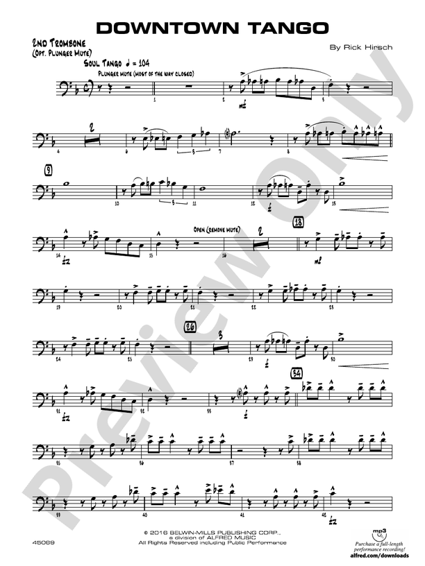 Downtown Tango 2nd Trombone 2nd Trombone Part Digital Sheet Music Download