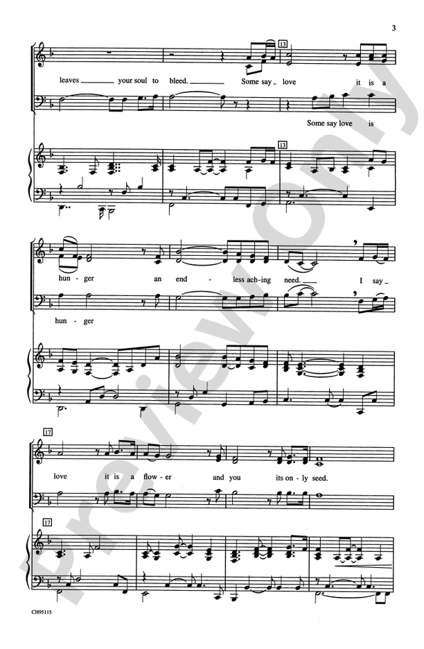 The Rose: 3-Part Mixed Choral Octavo - Digital Sheet Music Download