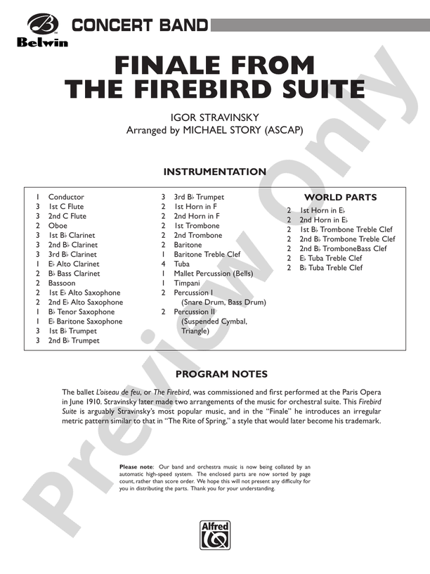 Finale From The Firebird Suite Score Concert Band Score Digital