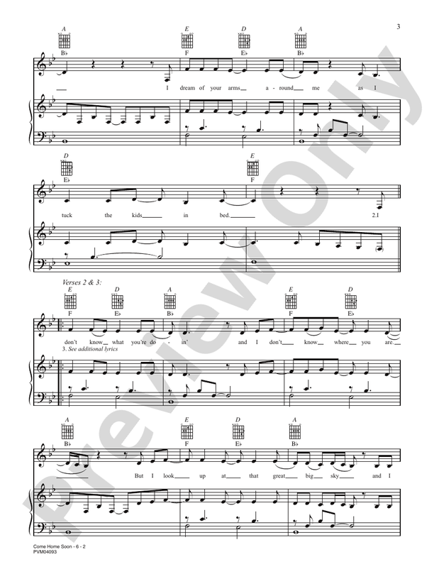 SHeDAISY Come Home Soon Sheet Music in Bb Major - Download & Print - SKU:  MN0048808