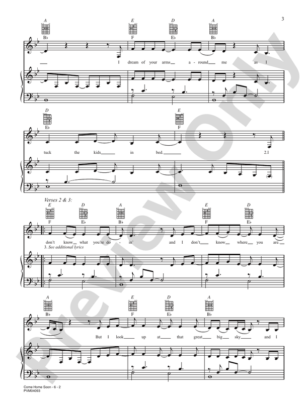 Come Home Soon Sheet Music, SHeDAISY