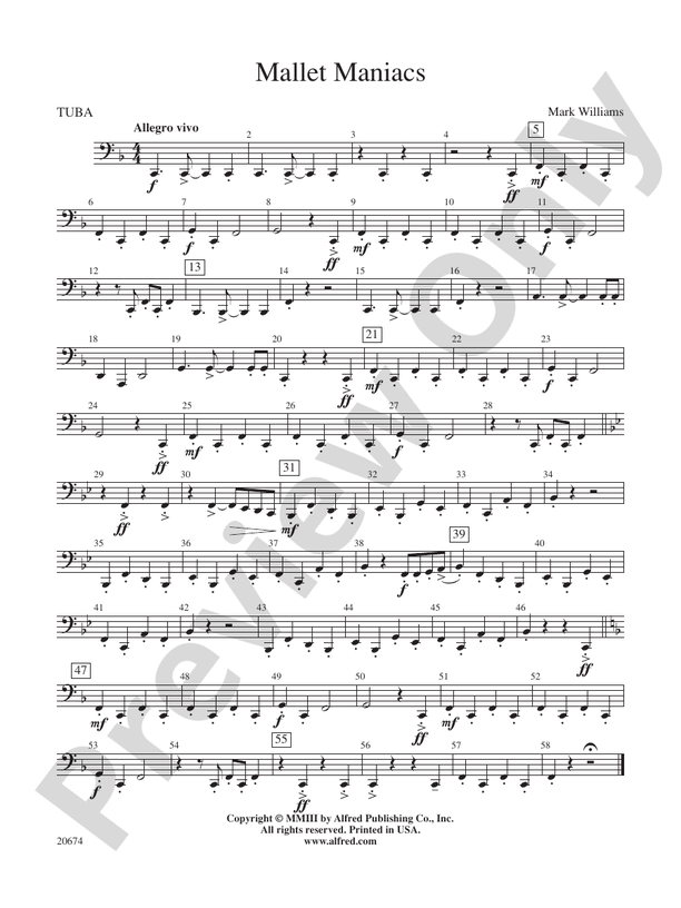 Mallet Maniacs Tuba Tuba Part Digital Sheet Music Download