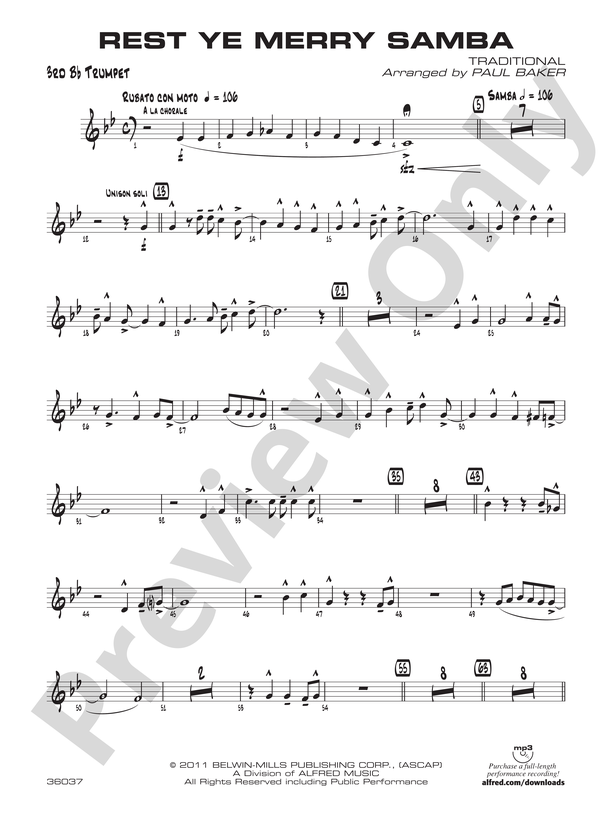 Rest Ye Merry Samba: 3rd B-flat Trumpet