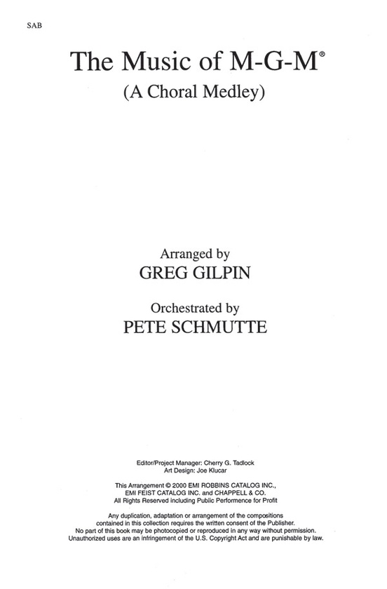 The Music of M-G-M (A Choral Medley)