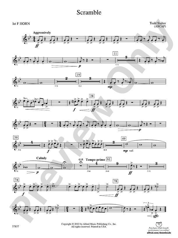 Scramble: 1st F Horn: 1st F Horn Part - Digital Sheet Music Download