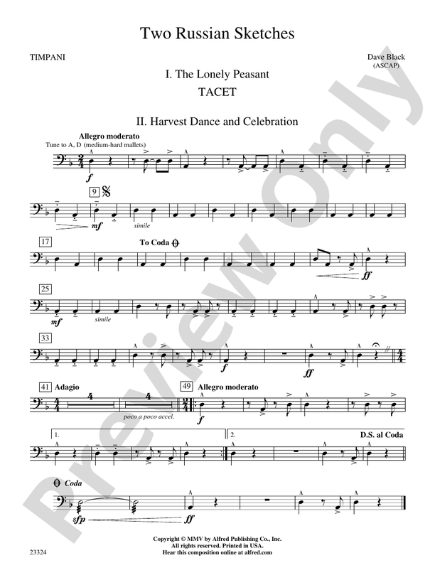 Two Russian Sketches Timpani Timpani Part Digital Sheet Music Download