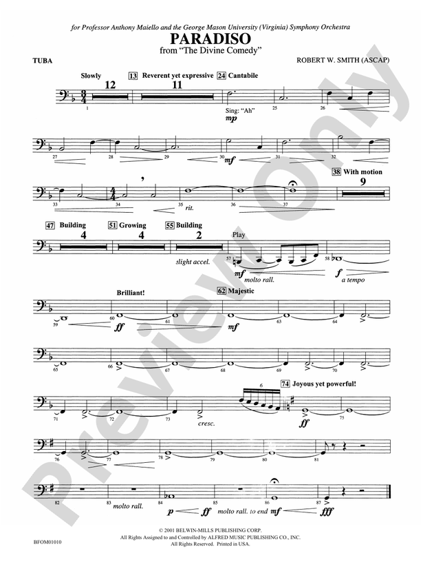 Paradiso (from The Divine Comedy) Tuba Tuba Part Digital Sheet