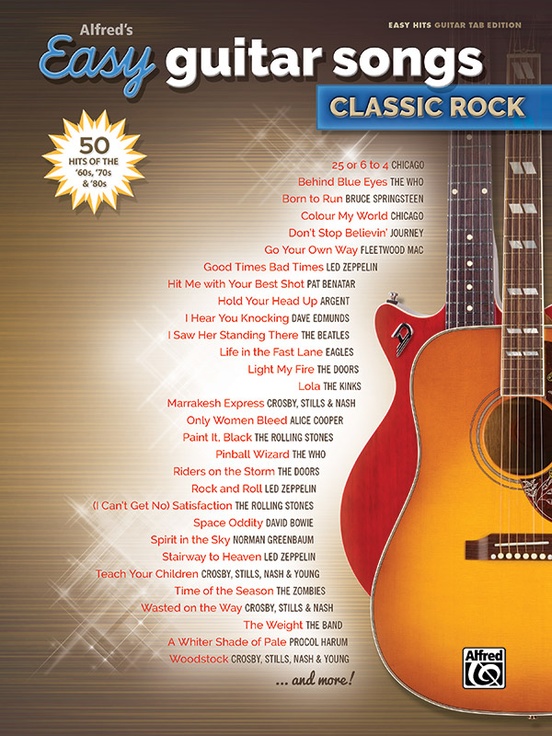 Alfred's Easy Guitar Songs: Classic Rock: Easy Hits Guitar TAB Book