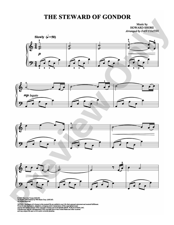 The Steward of Gondor: Easy Piano: Howard Shore - Digital Sheet Music ...